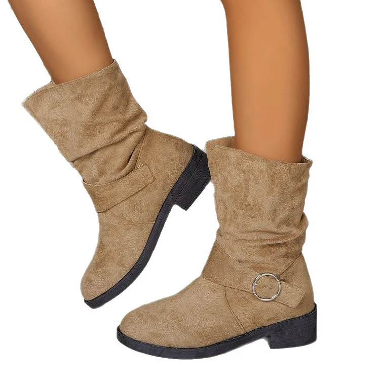 Damen Stiefeletten mit modischem Falten-Design und dekorativem Riemen Heidi Mode - Image 5