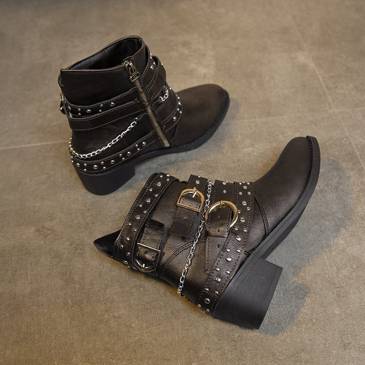 Damen Stiefeletten mit Modischem Riemen-Design und Dekorativen Akzenten Heidi-Mode - Image 3
