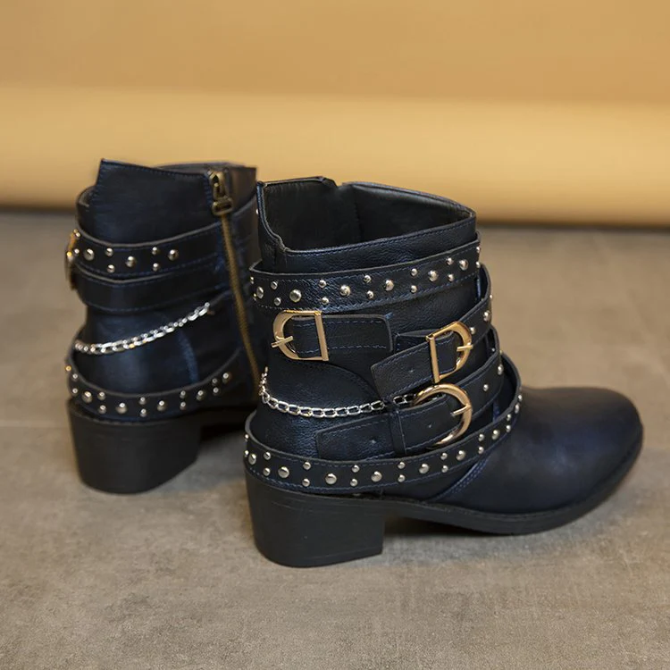 Damen Stiefeletten mit Modischem Riemen-Design und Dekorativen Akzenten Heidi-Mode - Image 4