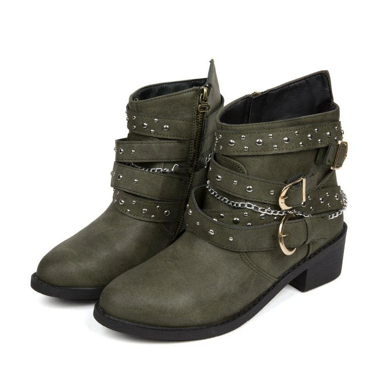 Damen Stiefeletten mit Modischem Riemen-Design und Dekorativen Akzenten Heidi-Mode - Image 7