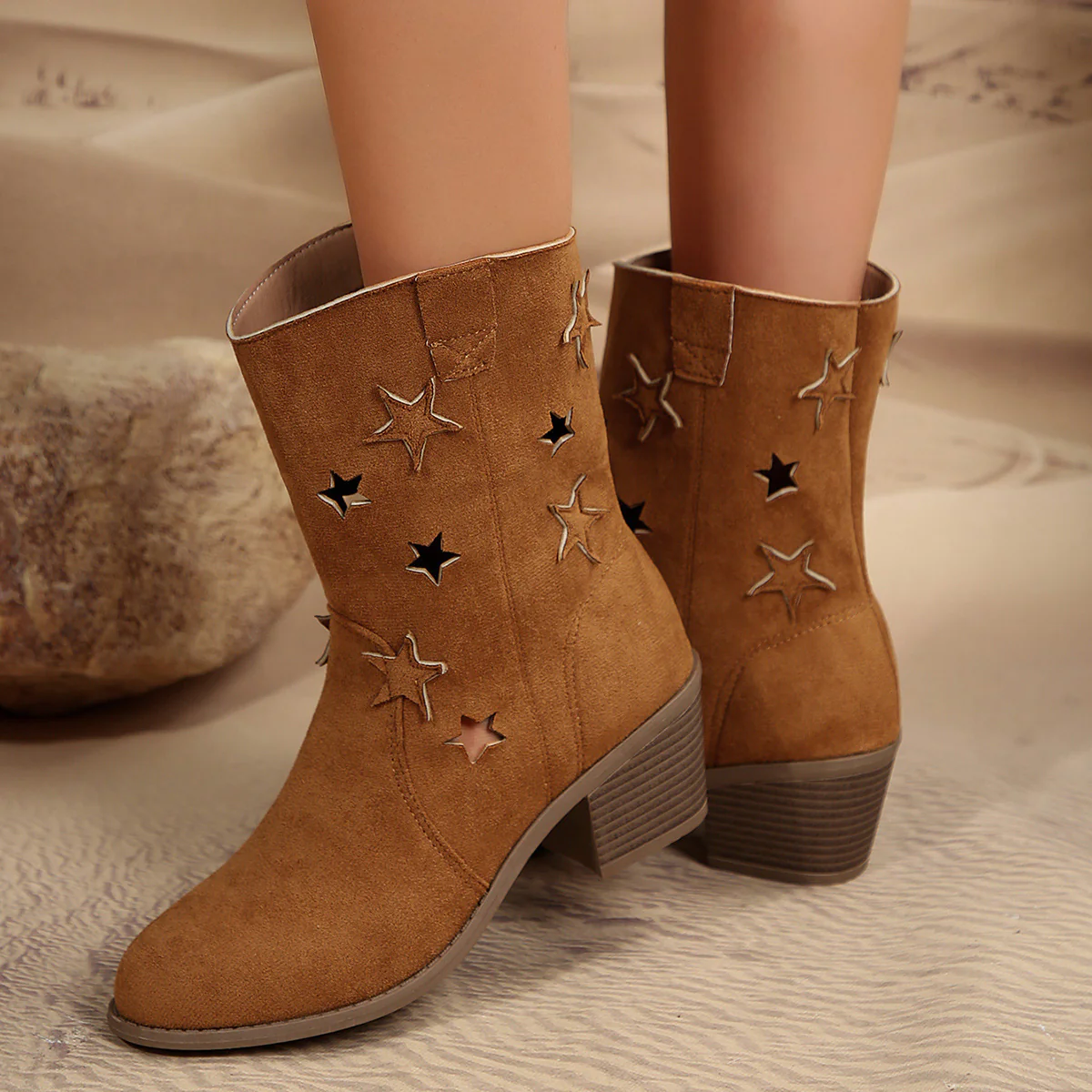Damen Stiefeletten mit modischem Sternenmuster und komfortablem Blockabsatz Heidi Mode - Image 6