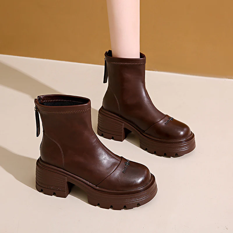 Damen Stiefeletten mit robustem Blockabsatz und modernem Reißverschluss Heidi Mode - Image 2
