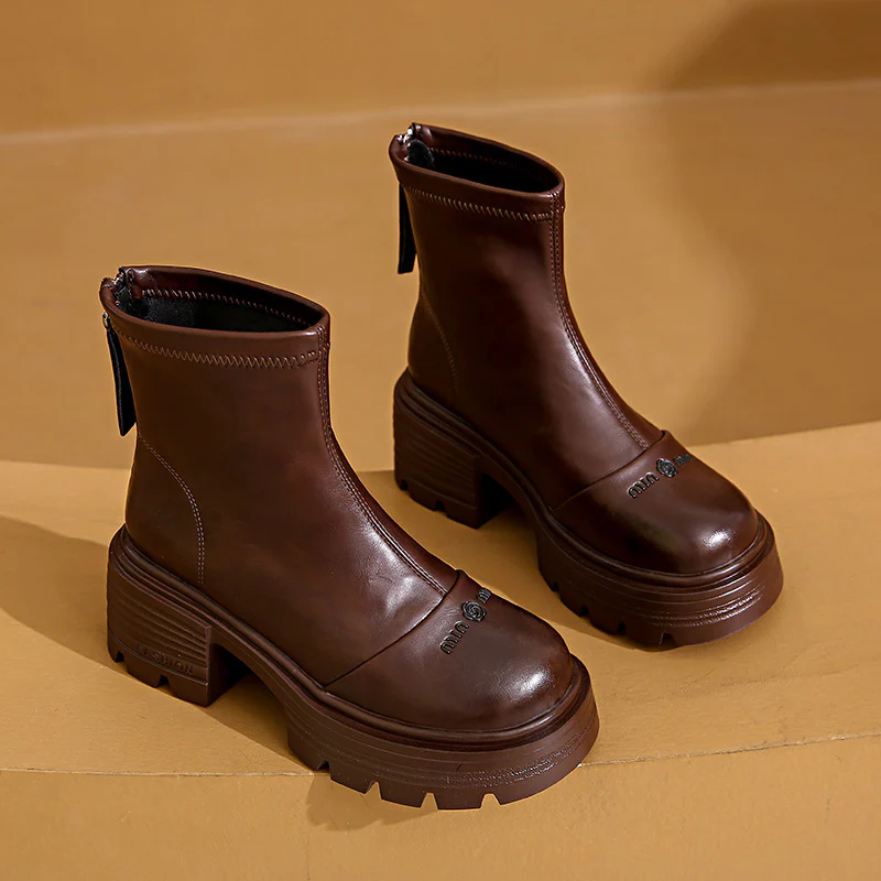 Damen Stiefeletten mit robustem Blockabsatz und modernem Reißverschluss Heidi Mode - Image 3