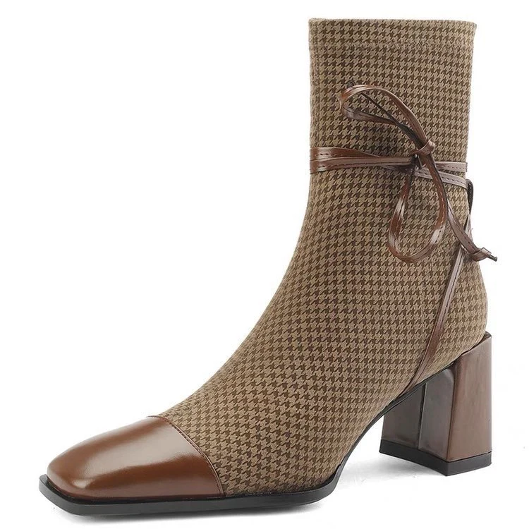 Damen Stiefeletten mit stilvollem Karomuster und eleganter Schnürung Heidi Mode - Image 6