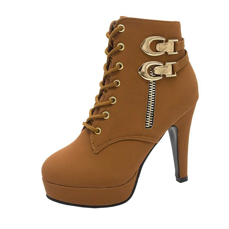 Damen Stiefeletten mit stylischem Schnürdesign und goldenen Akzent-Details Heidi Mode - Image 6