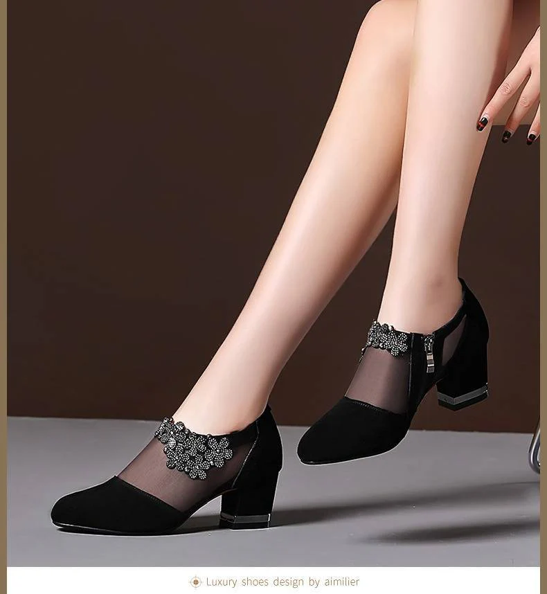 Damen Stiletto Pumps mit transparenten Einsätzen und eleganter Applikation Heidi Mode - Image 2
