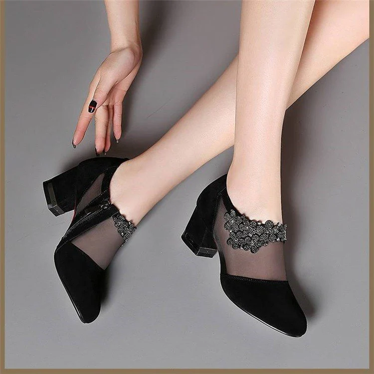 Damen Stiletto Pumps mit transparenten Einsätzen und eleganter Applikation Heidi Mode - Image 4