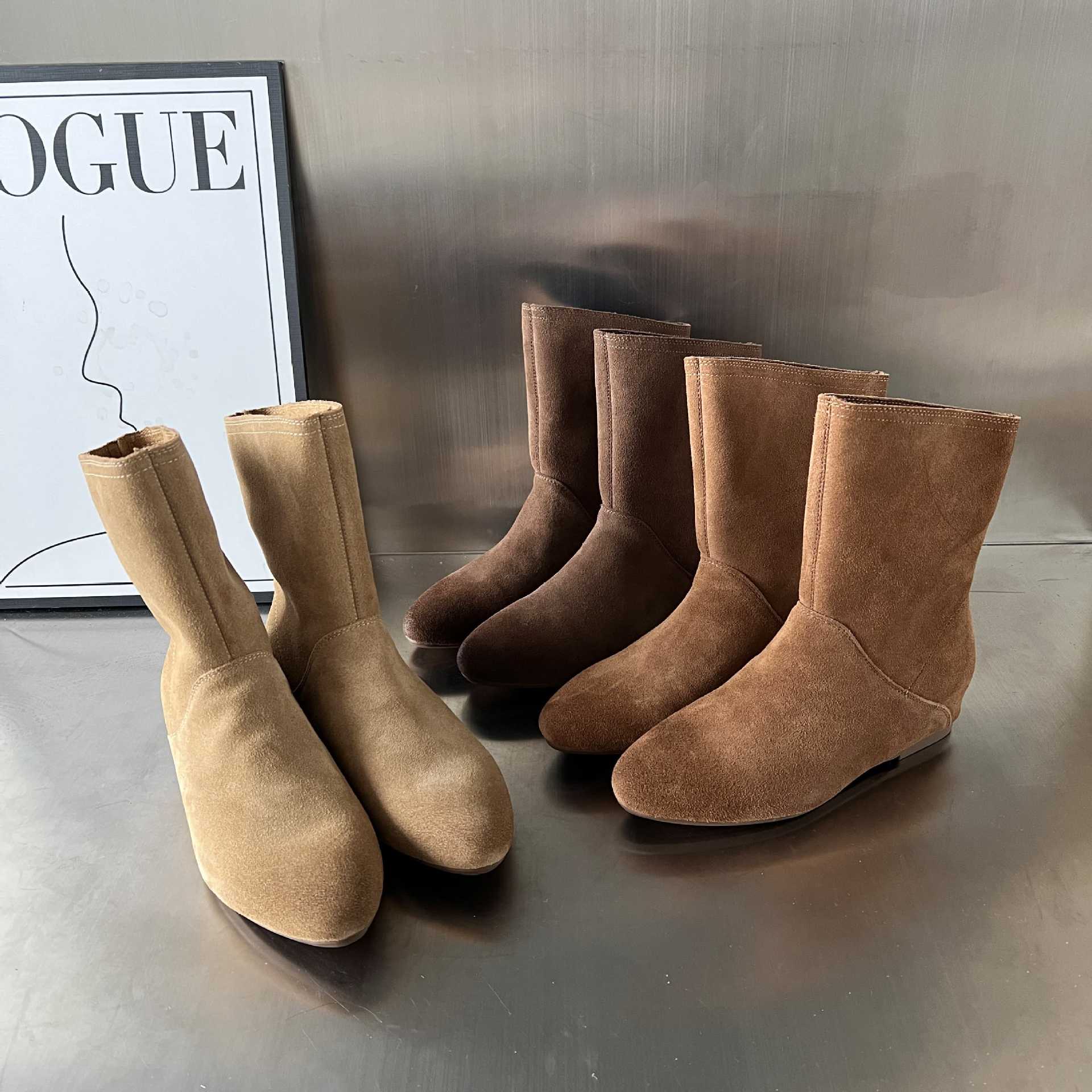 Damen stilvolle Ankle Boots aus hochwertigen Veloursleder Heidi Mode - Image 4