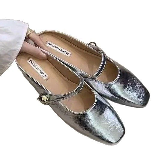 Damen Stilvolle Ballerinas mit Glänzendem Obermaterial und Eleganter Schnalle Heidi-Mode - Image 5