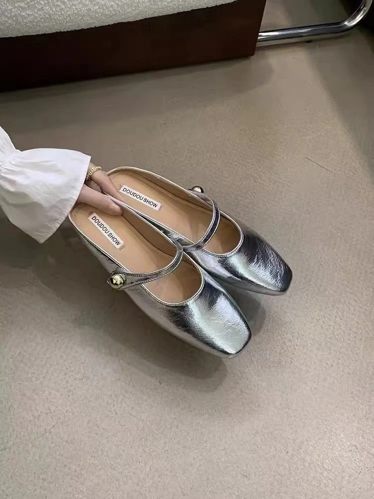 Damen Stilvolle Ballerinas mit Glänzendem Obermaterial und Eleganter Schnalle Heidi-Mode - Image 7