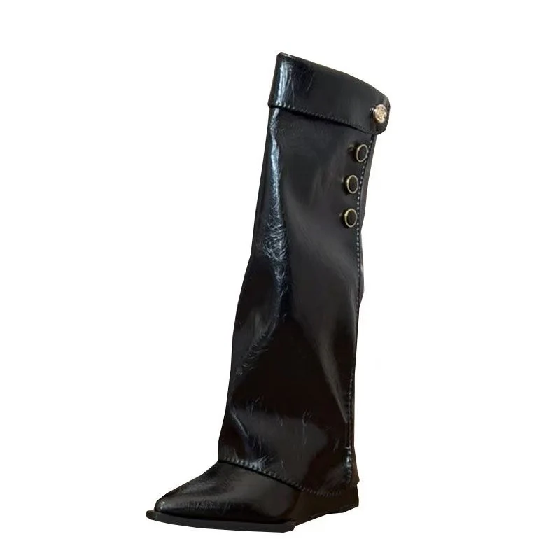 Damen Stilvolle Knöchelhohe Stiefel mit flexiblem Schaft und Knopfdetail Heidi Mode - Image 5