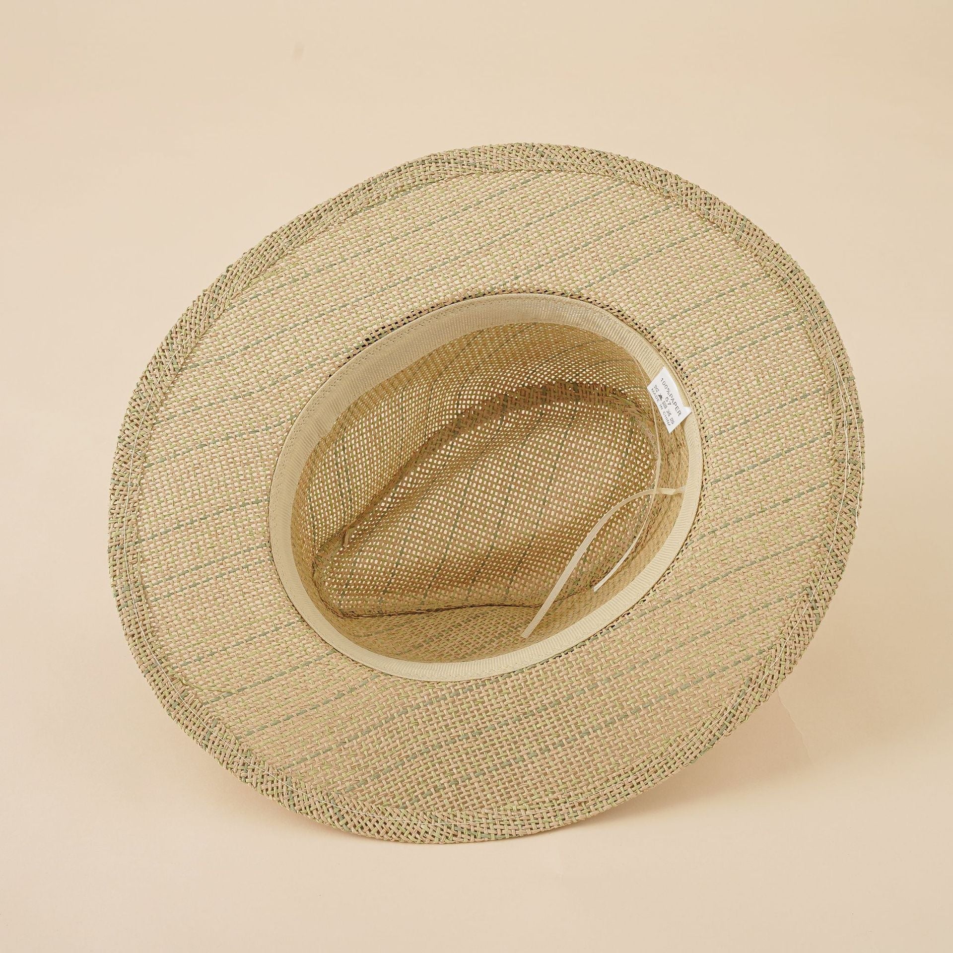 Damen Strand-Fedora-Hut Aus Atmungsaktivem Naturmaterial mit Breiter Krempe und Schickem Band Heidi-Mode - Image 3