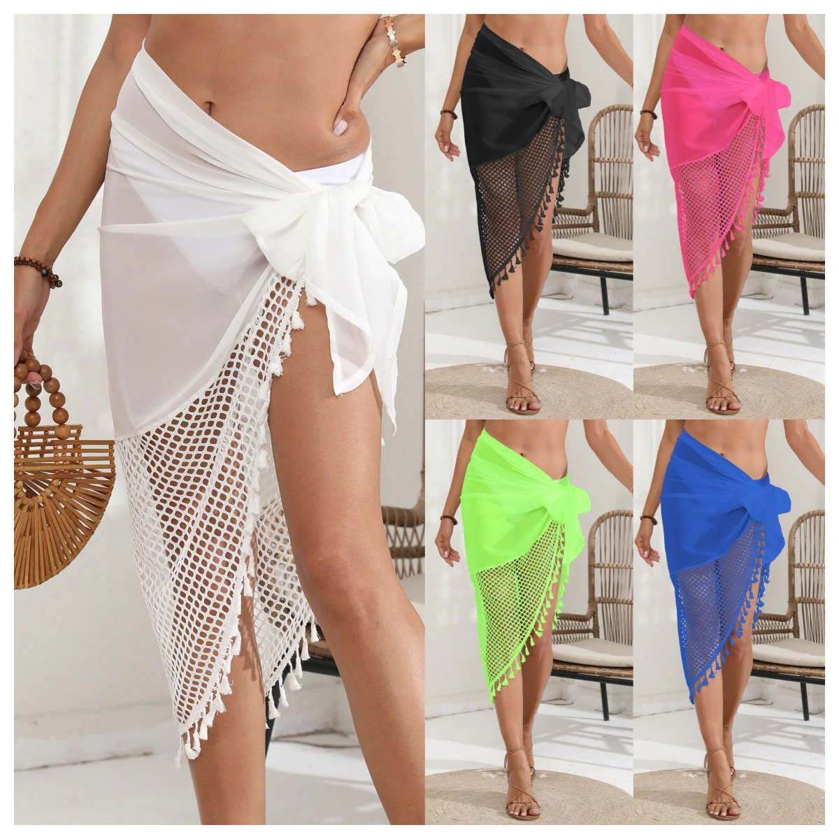 Damen Strandtuch mit Kreativen Häkel-Details und Quasten Heidi-Mode - Image 7