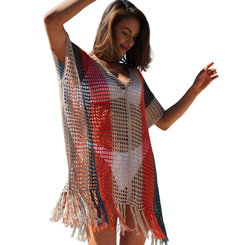 Damen Strandtunika mit Modischem Netzdesign und Fransenverziertem Saum Heidi-Mode - Image 6