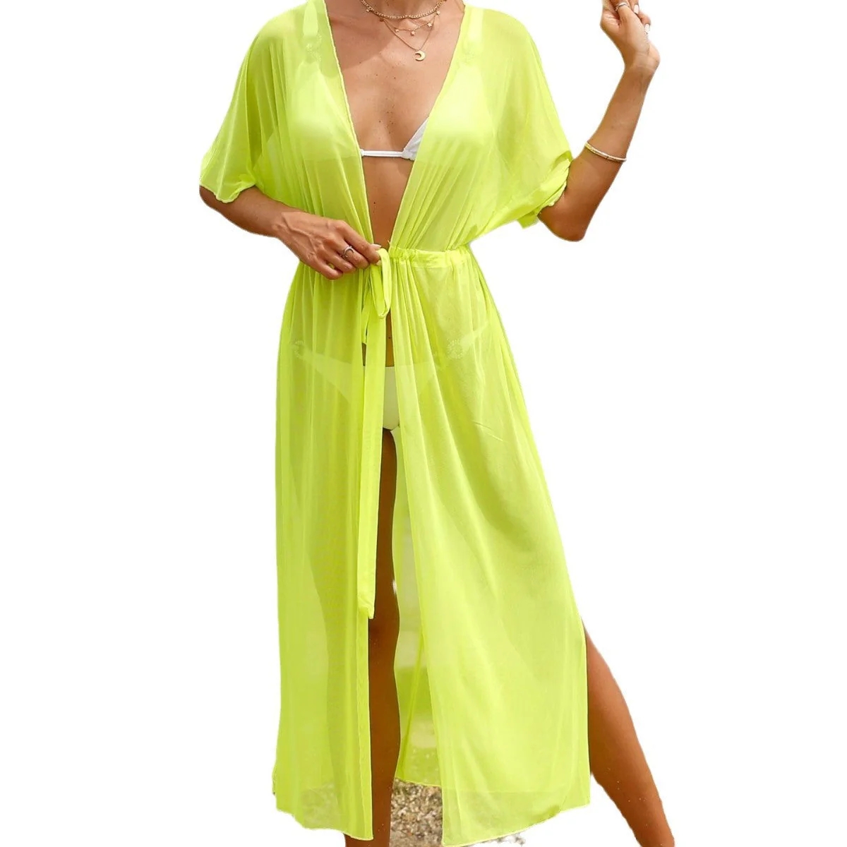 Damen Strandüberwurf mit Eleganter Schnürung und Weitem Schnitt Heidi-Mode - Image 6