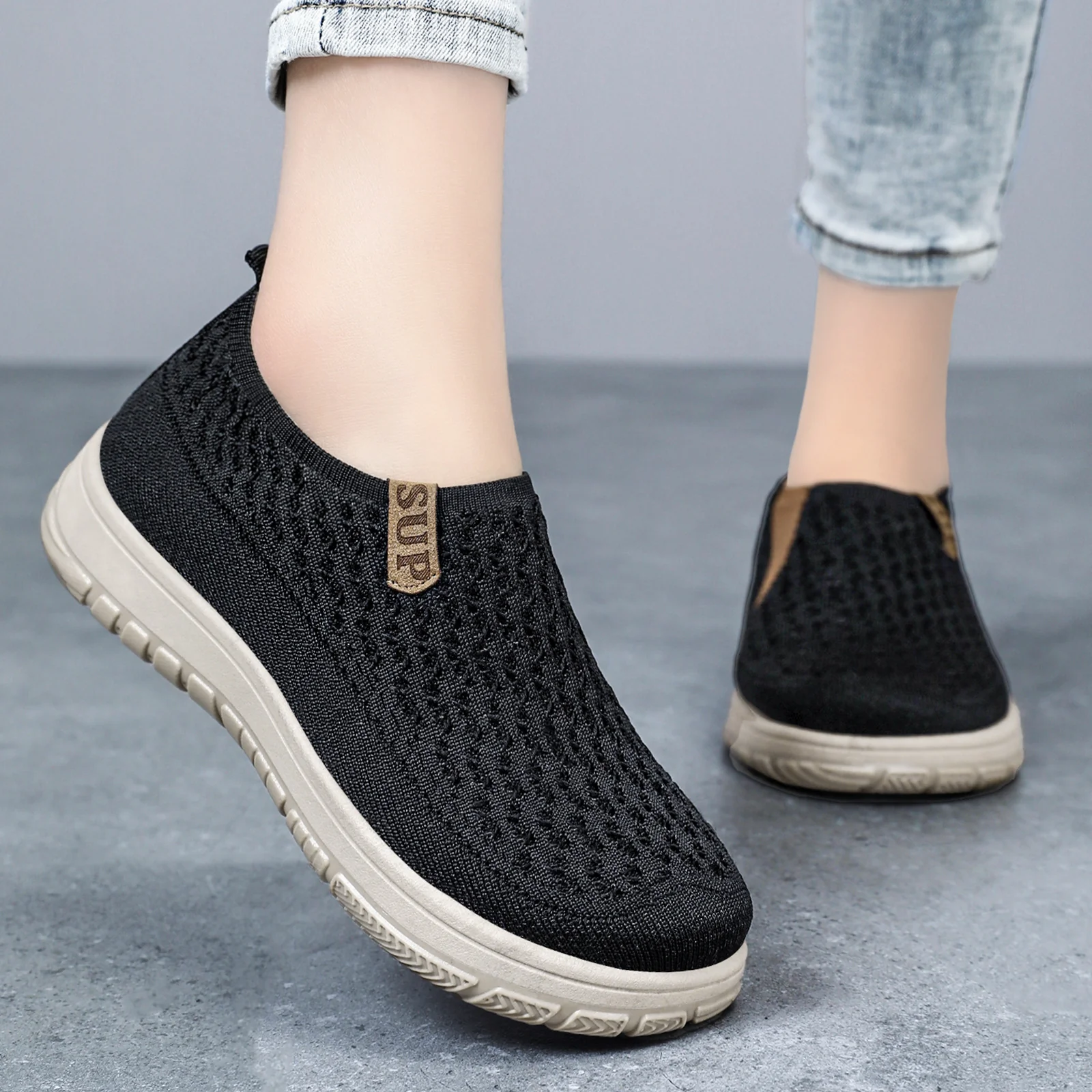 Damen Strick Slip-On Schuhe mit elastischem Obermaterial Heidi Mode - Image 3
