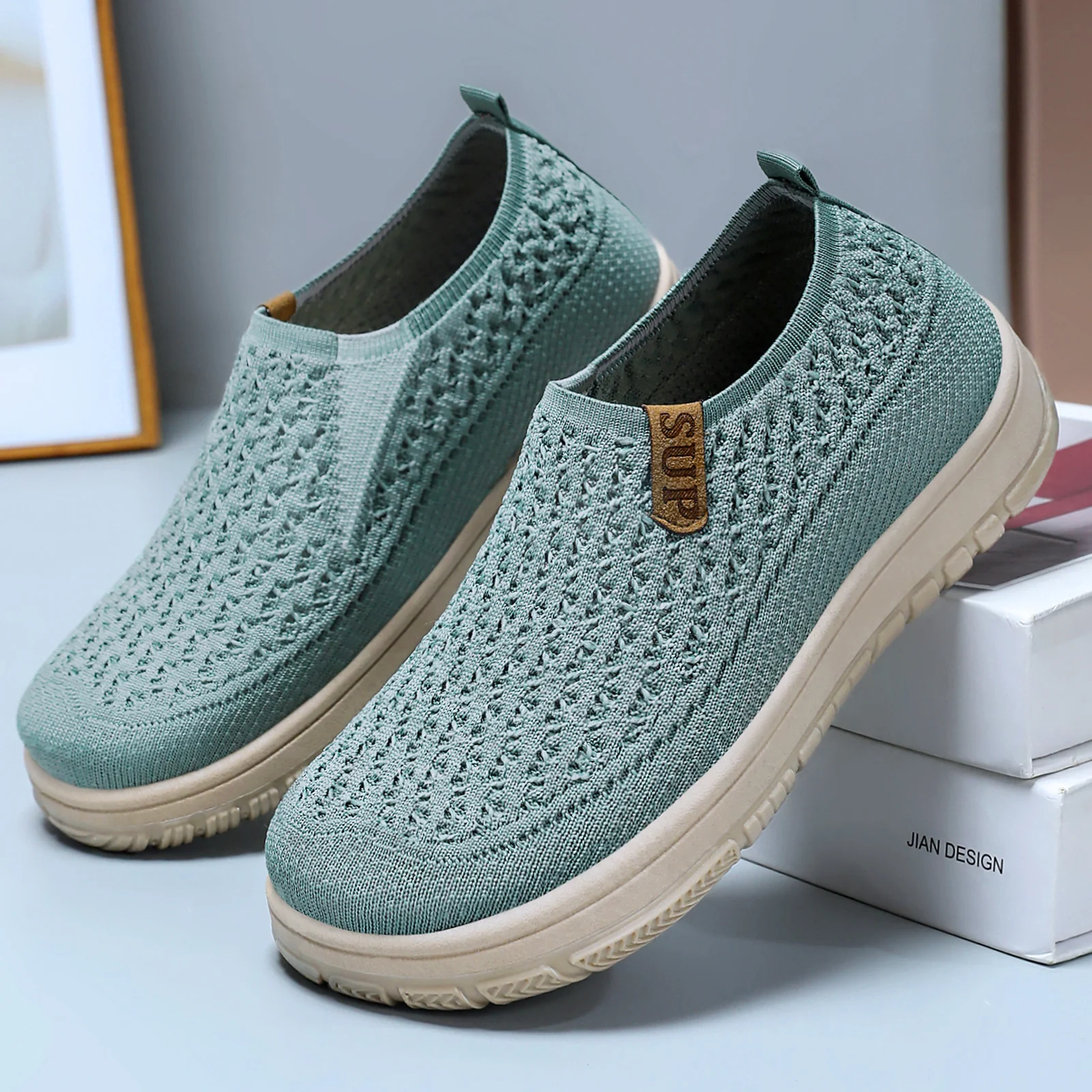Damen Strick Slip-On Schuhe mit elastischem Obermaterial Heidi Mode - Image 4