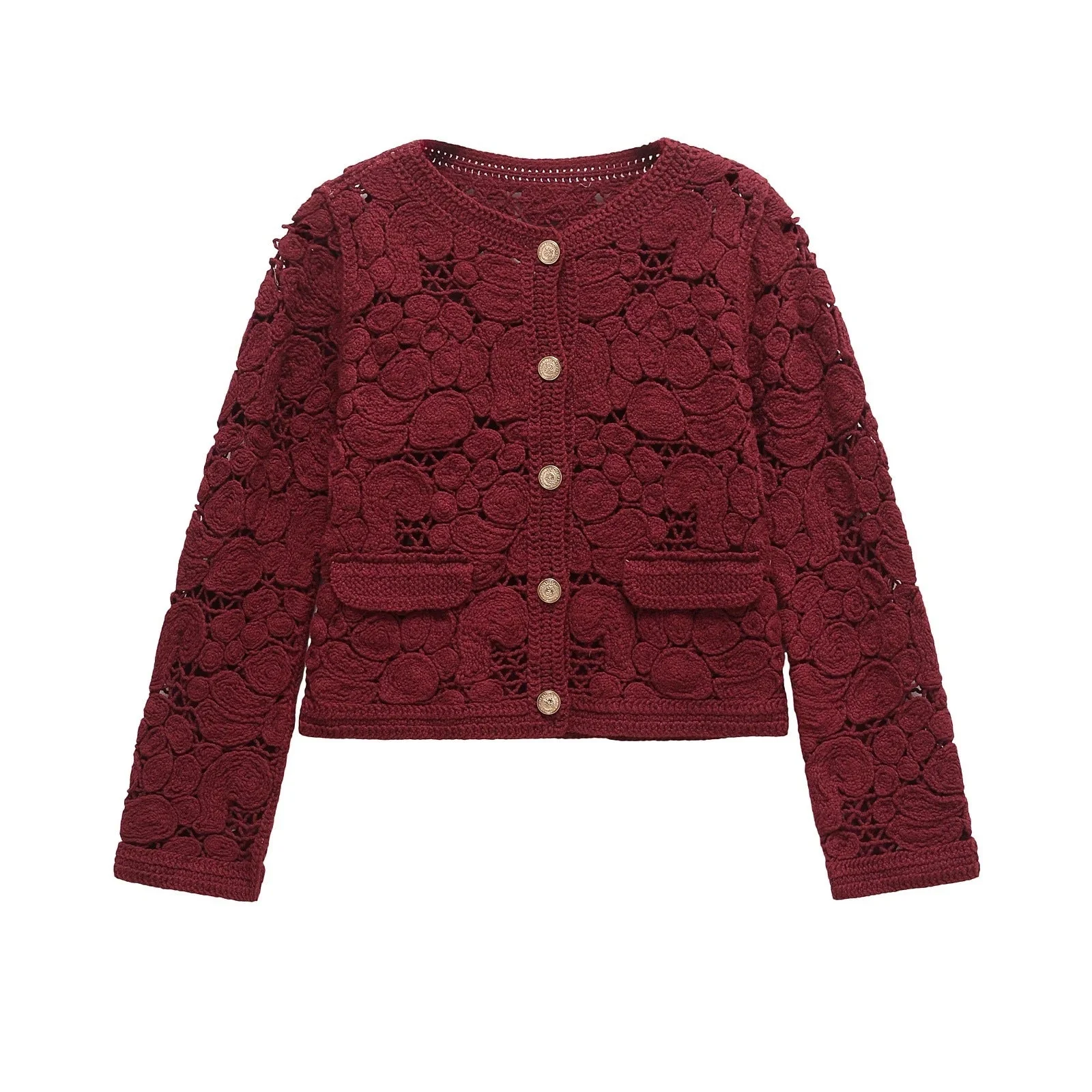 Damen Strickjacke Aus Feiner Spitze mit Dekorativen Knopfdetails und Eleganter Silhouette Heidi-Mode - Image 2