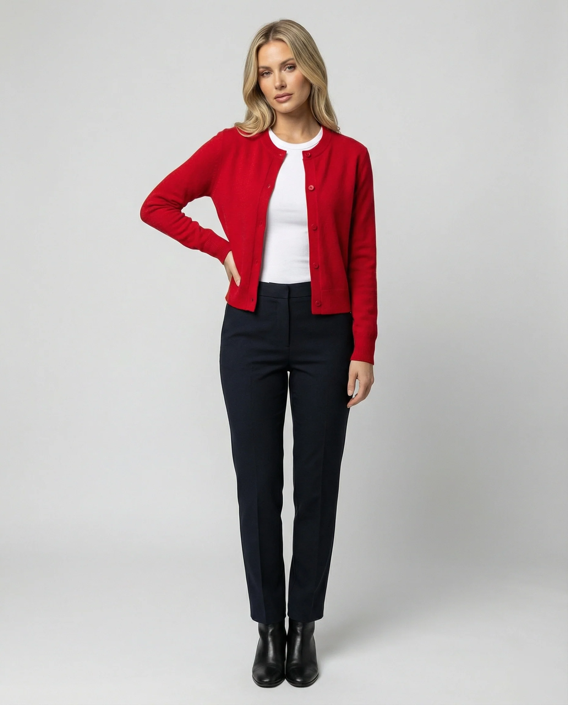 Damen Strickjacke aus Wollmischung in festlichem Rot - Image 3
