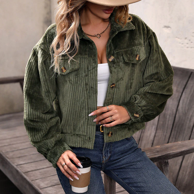Damen Strickjacke Im Lässigen Cord-Look mit Dekorativen Knöpfen und Zwei Brusttaschen Heidi-Mode - Image 5