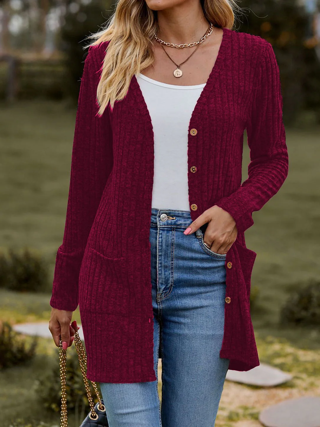 Damen Strickjacke mit Elegantem Rippenmuster und Praktischen Taschen Heidi-Mode - Image 4