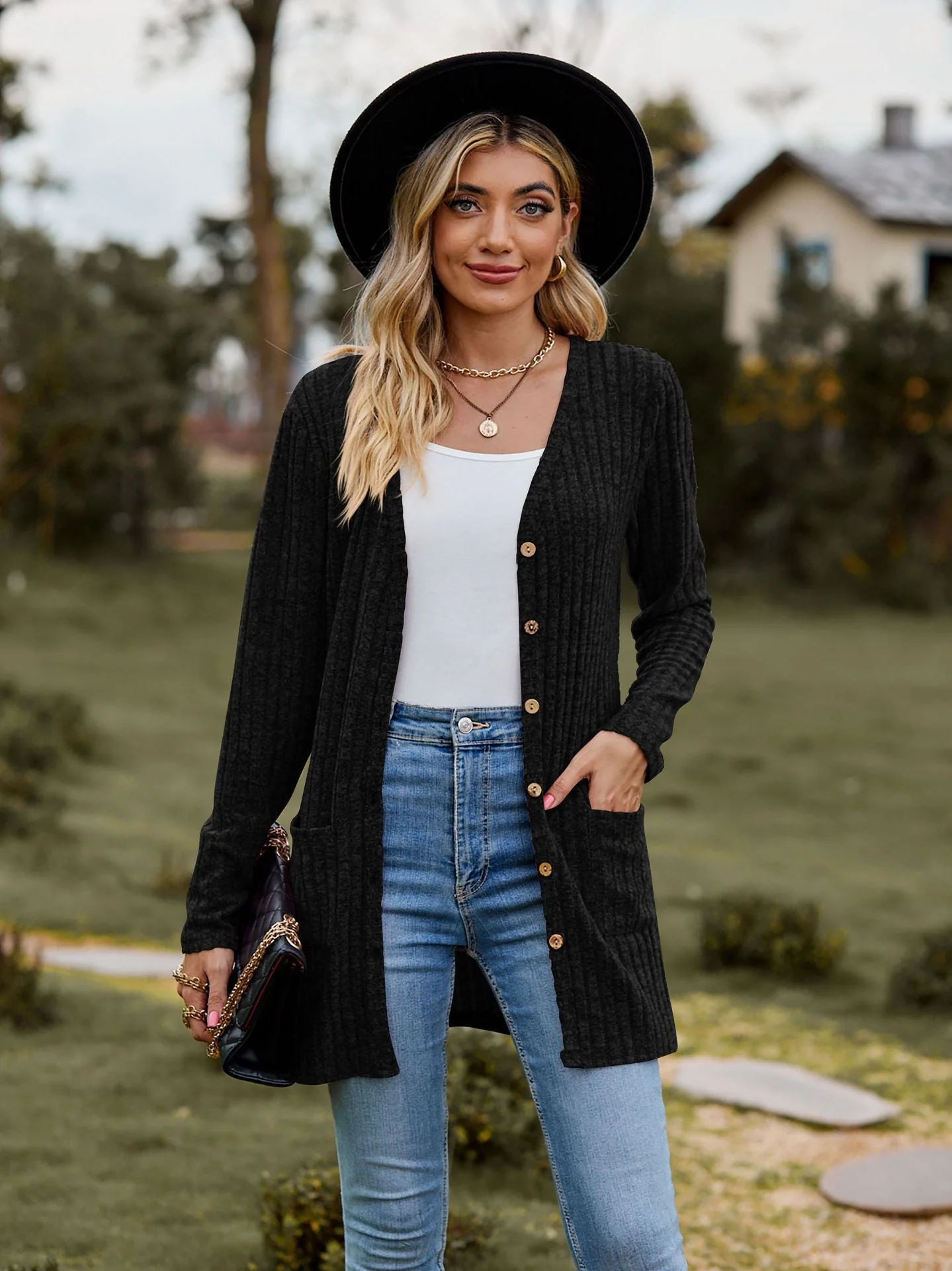 Damen Strickjacke mit Elegantem Rippenmuster und Praktischen Taschen Heidi-Mode - Image 5