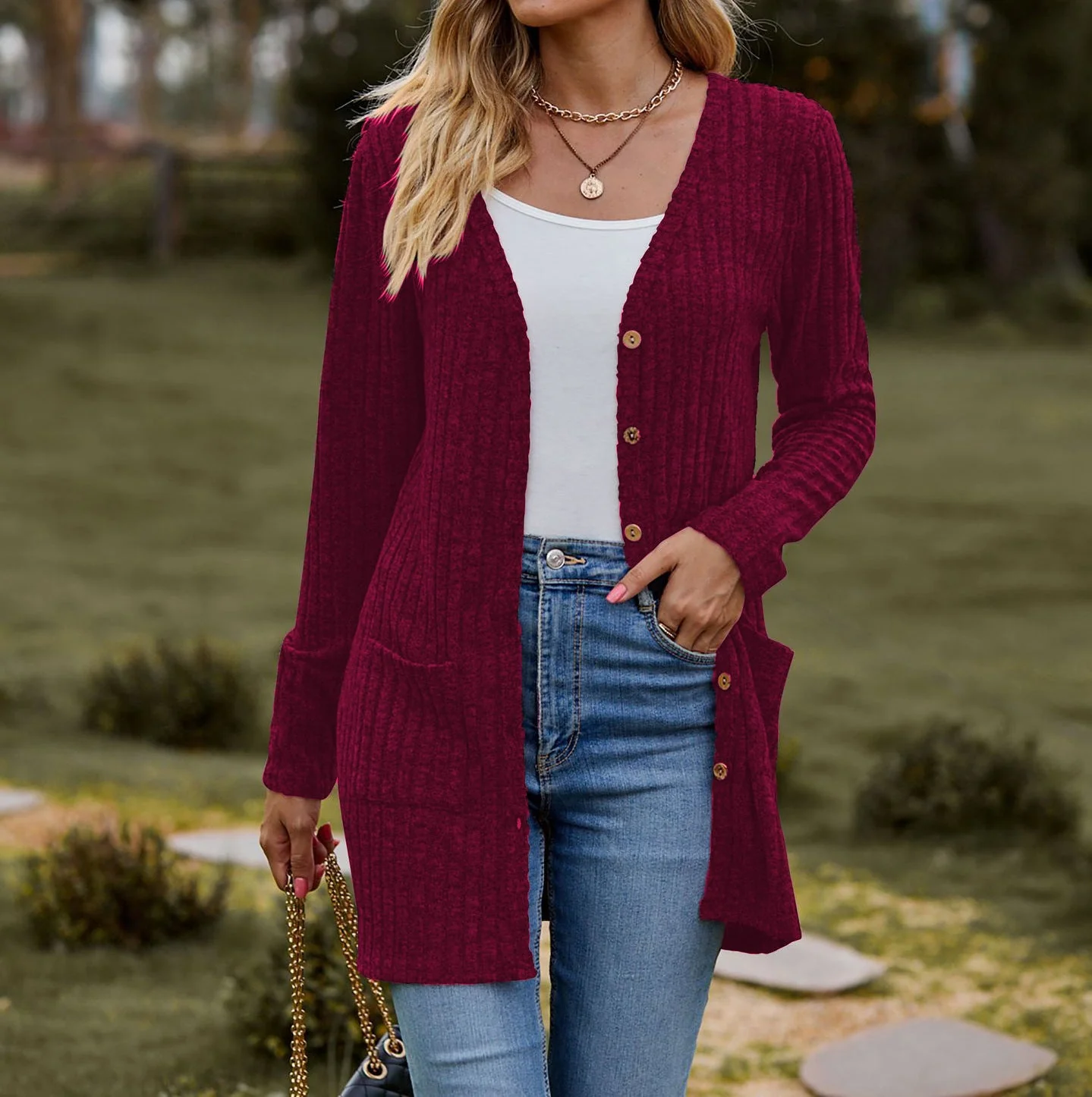 Damen Strickjacke mit Elegantem Rippenmuster und Praktischen Taschen Heidi-Mode - Image 7
