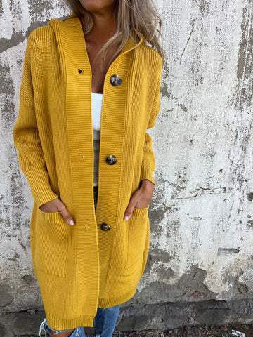 Damen Strickjacke mit Kapuze und Knöpfen Heidi-Mode - Image 8