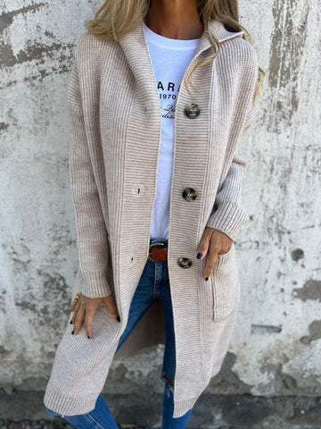 Damen Strickjacke mit Kapuze und Knöpfen Heidi-Mode - Image 9