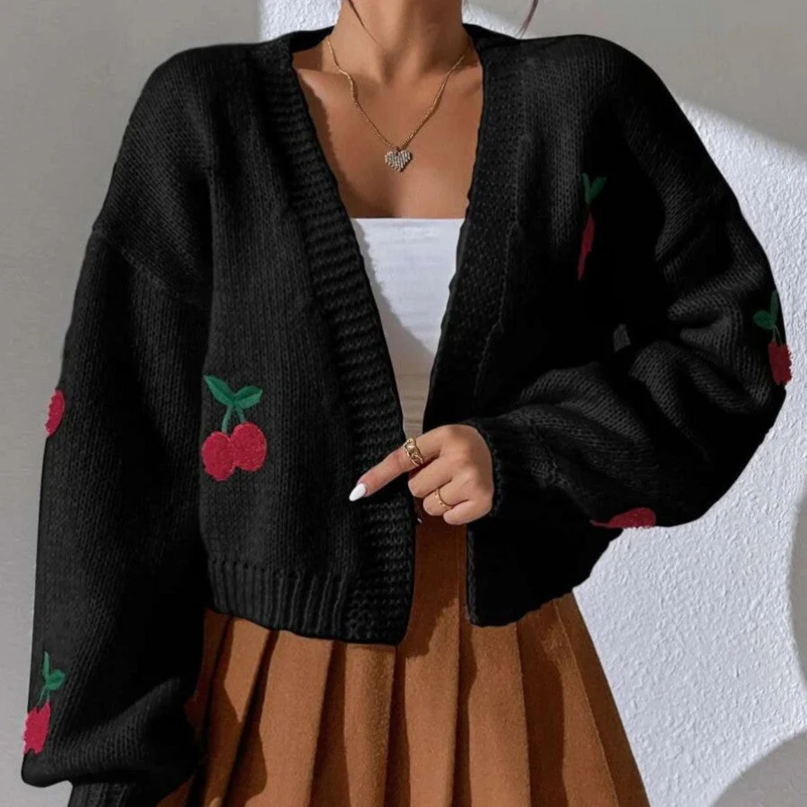Damen Strickjacke mit Kirschen Heidi-Mode - Image 2