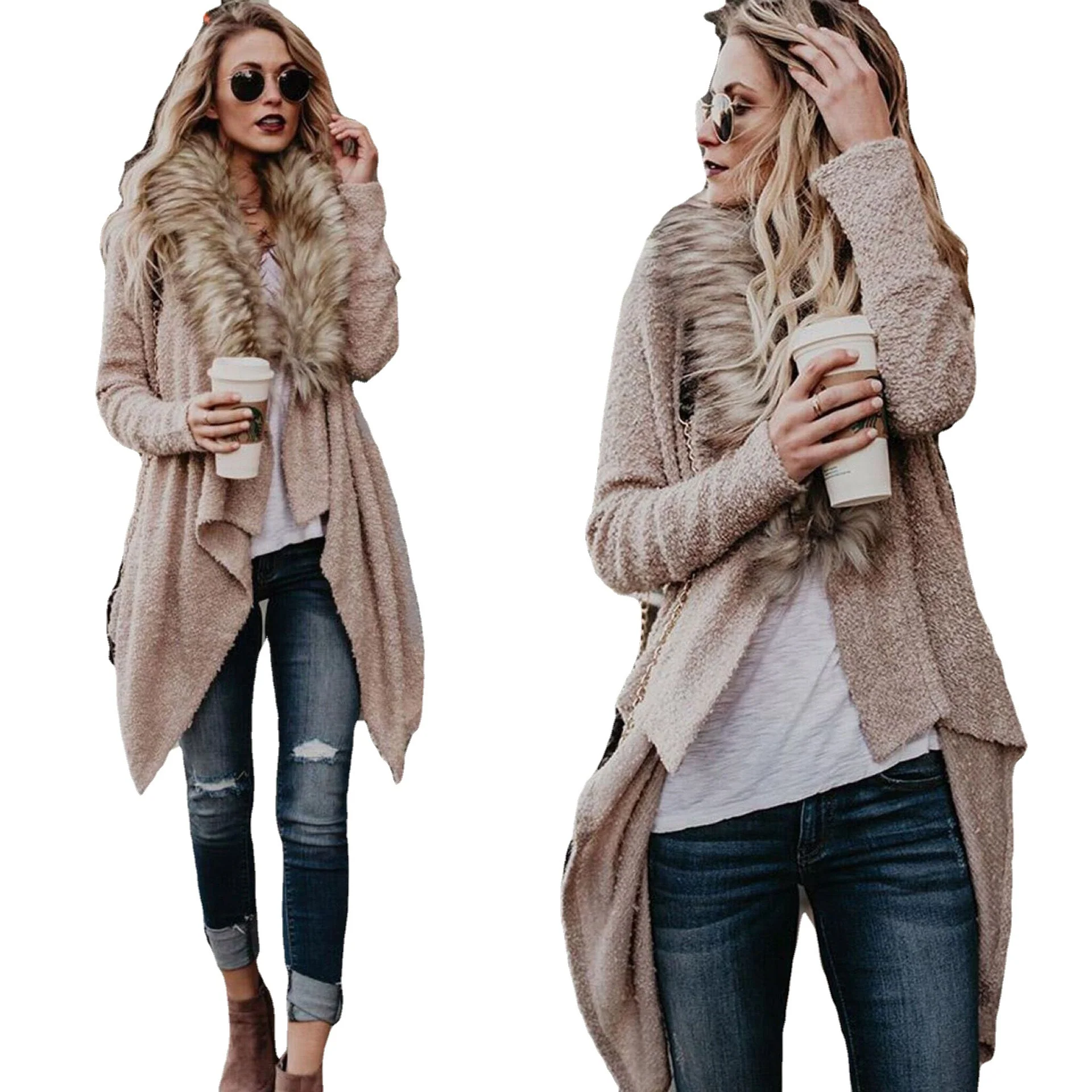 Damen Strickjacke mit luxuriösem pelzverziertem Kragen Heidi-Mode - Image 5