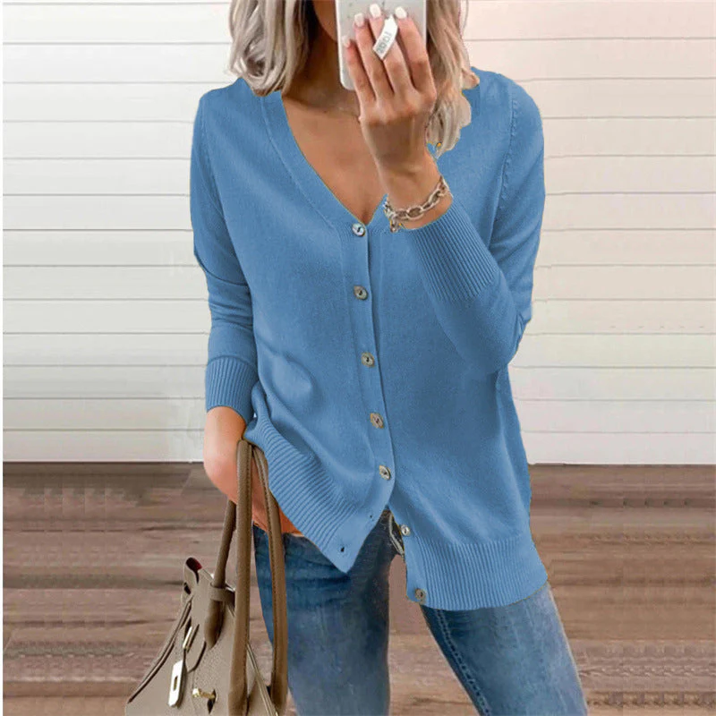 Damen Strickjacke mit Modernen Knopfdetails und Tiefem V-Ausschnitt Heidi-Mode - Image 16