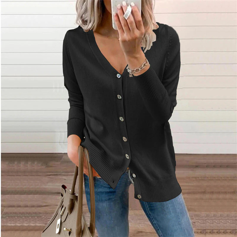 Damen Strickjacke mit Modernen Knopfdetails und Tiefem V-Ausschnitt Heidi-Mode - Image 17