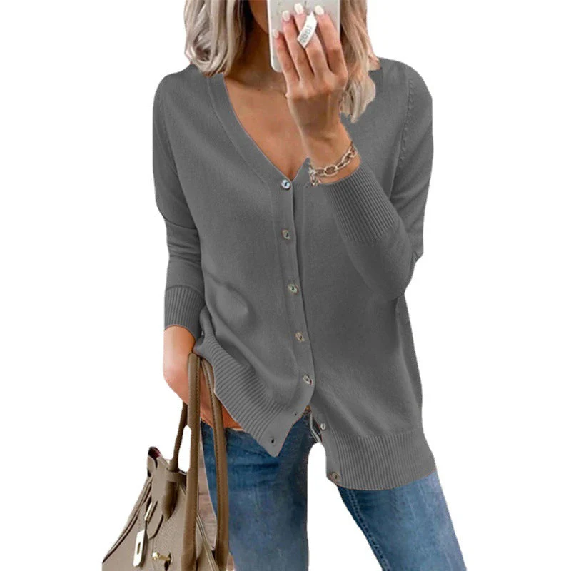 Damen Strickjacke mit Modernen Knopfdetails und Tiefem V-Ausschnitt Heidi-Mode - Image 5