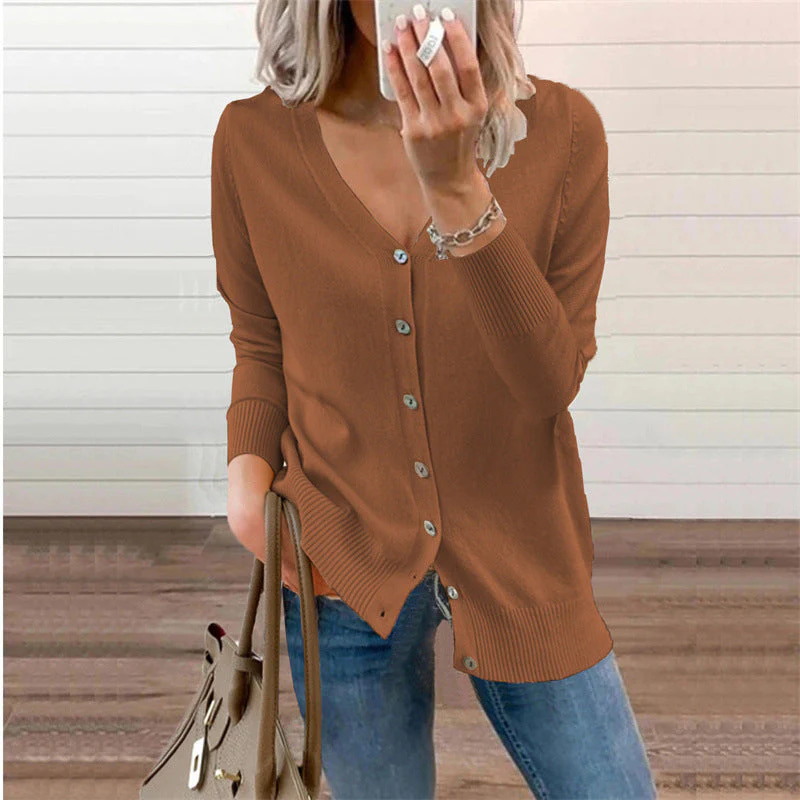 Damen Strickjacke mit Modernen Knopfdetails und Tiefem V-Ausschnitt Heidi-Mode - Image 8
