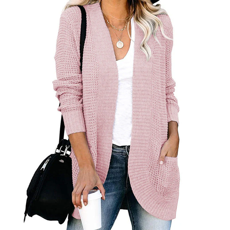 Damen Strickjacke mit Offenem Schnitt und Seitlichen Taschen Heidi-Mode - Image 10