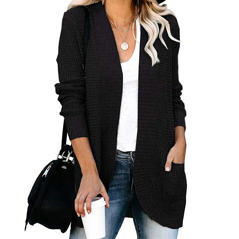 Damen Strickjacke mit Offenem Schnitt und Seitlichen Taschen Heidi-Mode - Image 11