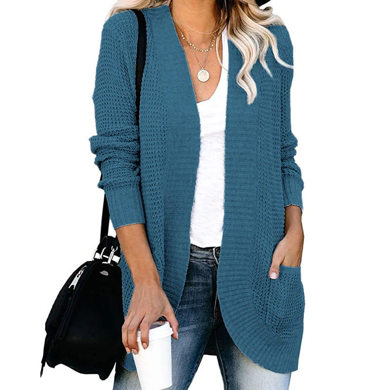 Damen Strickjacke mit Offenem Schnitt und Seitlichen Taschen Heidi-Mode - Image 12