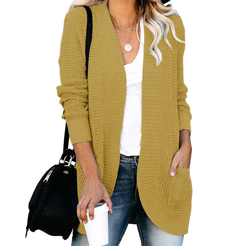 Damen Strickjacke mit Offenem Schnitt und Seitlichen Taschen Heidi-Mode - Image 13