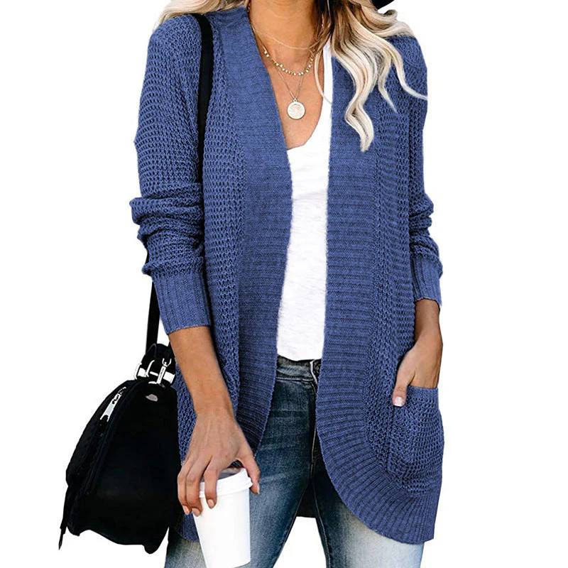 Damen Strickjacke mit Offenem Schnitt und Seitlichen Taschen Heidi-Mode - Image 14