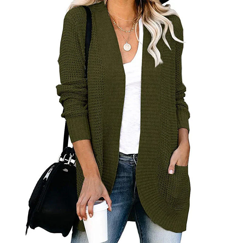 Damen Strickjacke mit Offenem Schnitt und Seitlichen Taschen Heidi-Mode - Image 15