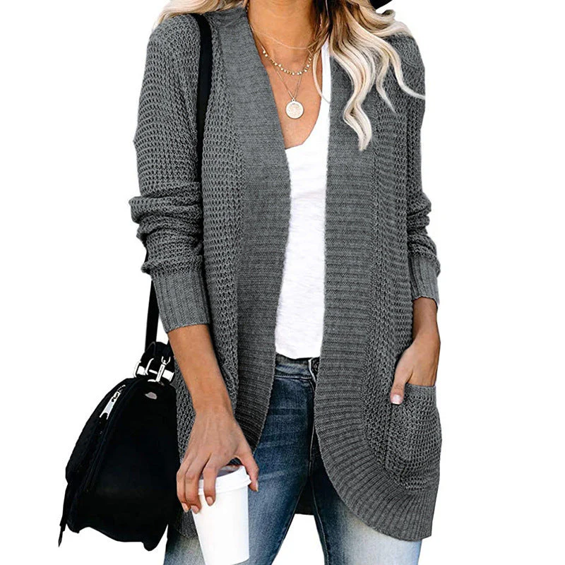 Damen Strickjacke mit Offenem Schnitt und Seitlichen Taschen Heidi-Mode - Image 16
