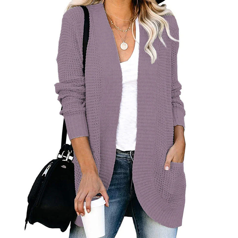 Damen Strickjacke mit Offenem Schnitt und Seitlichen Taschen Heidi-Mode - Image 6