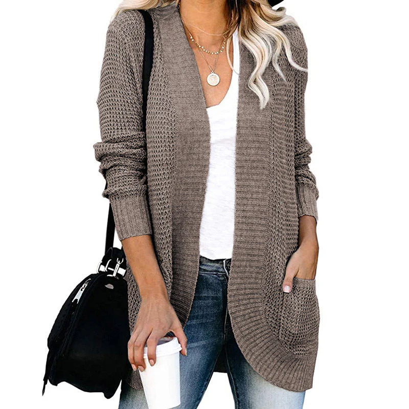 Damen Strickjacke mit Offenem Schnitt und Seitlichen Taschen Heidi-Mode - Image 8