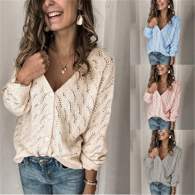 Damen Strickjacke mit zauberhaftem Lochmuster und lässigem Schnitt Heidi-Mode