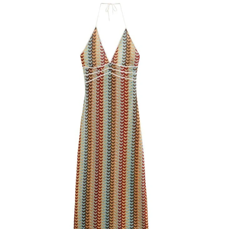 Damen Strickkleid mit Tiefem V-Ausschnitt und Raffiniertem Wellenmuster Heidi-Mode - Image 5