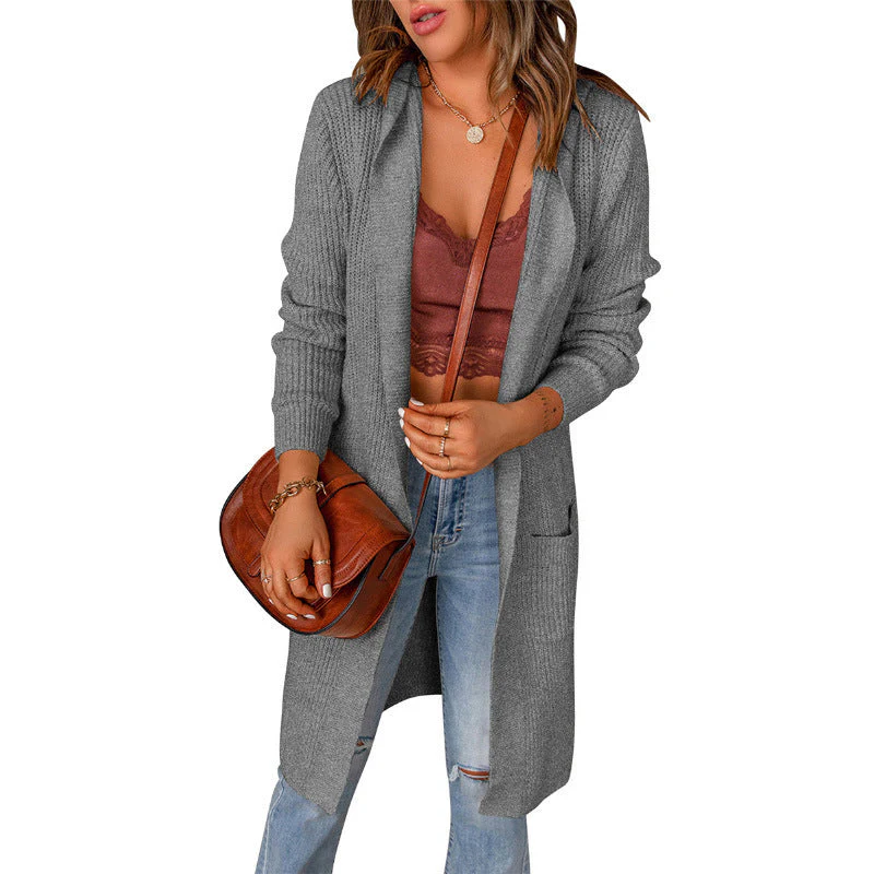 Damen Strickmantel mit Tiefem V-Ausschnitt und Großzügigen Taschen Heidi-Mode - Image 11