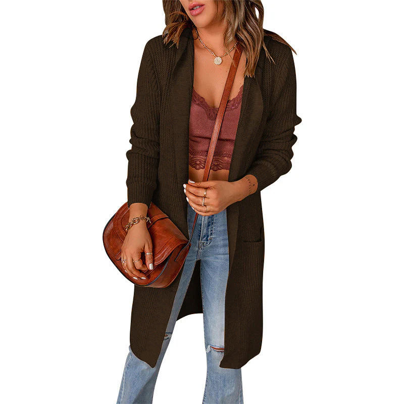 Damen Strickmantel mit Tiefem V-Ausschnitt und Großzügigen Taschen Heidi-Mode - Image 3