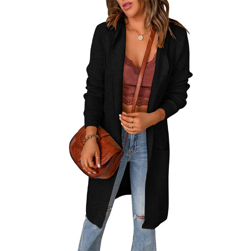 Damen Strickmantel mit Tiefem V-Ausschnitt und Großzügigen Taschen Heidi-Mode - Image 8
