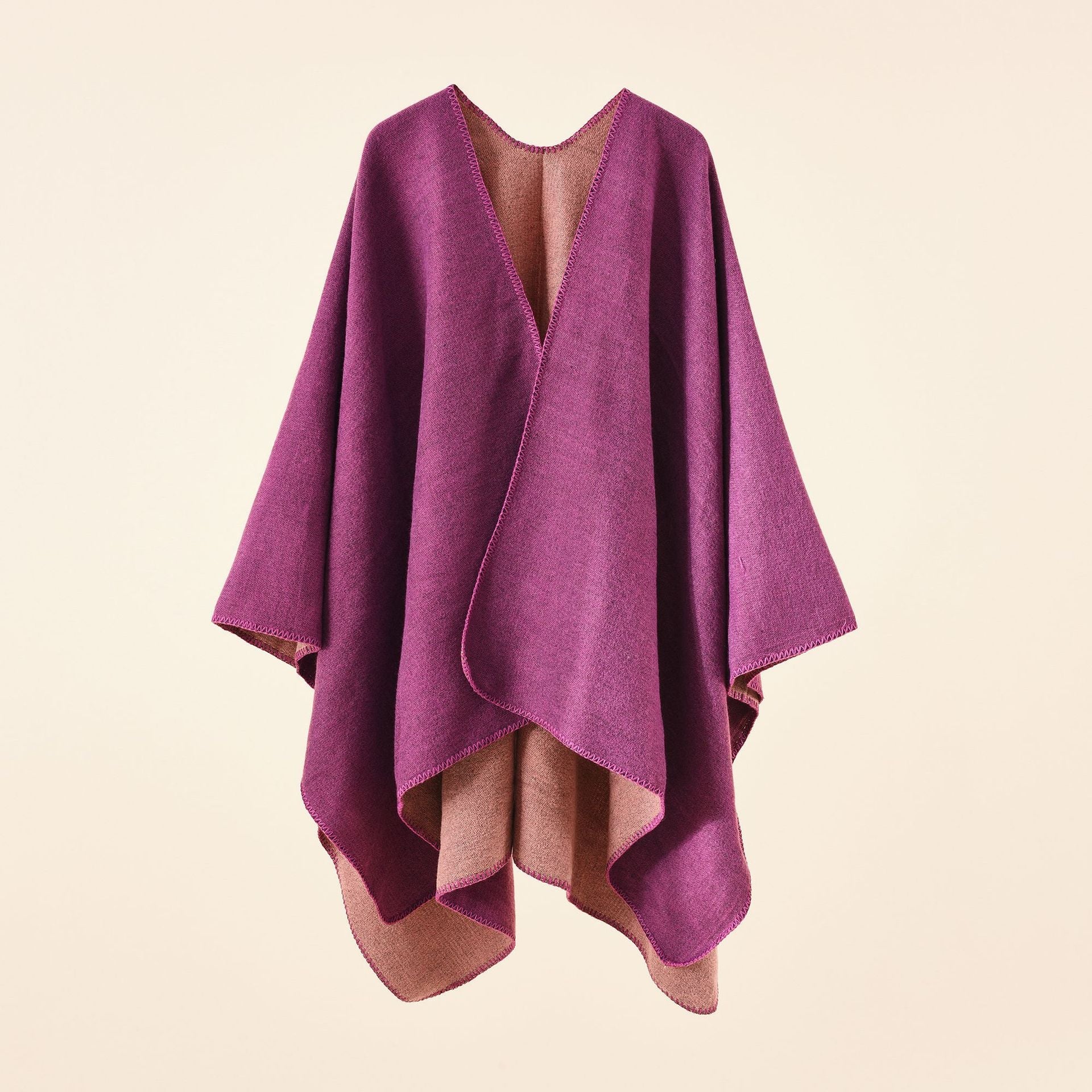 Damen Strickponcho mit Asymmetrischem Schnitt und Hoher Warmhaltefunktion Heidi-Mode - Image 2